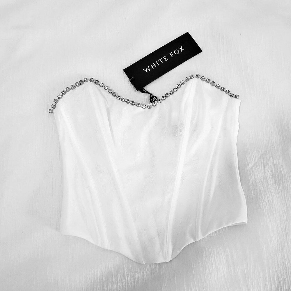 White Fox Boutique “Burning Up Bustier” White Corset Top